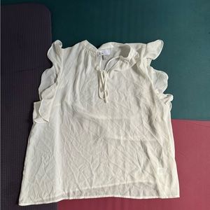 Nordstrom Rack White Ruffles Sleeveless Top Size L Large